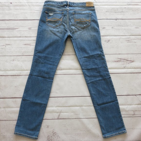 Abercrombie & Fitch Cotton Blend Distressed Slim Skinny Denim Jeans - Size 6S - Picture 2 of 6